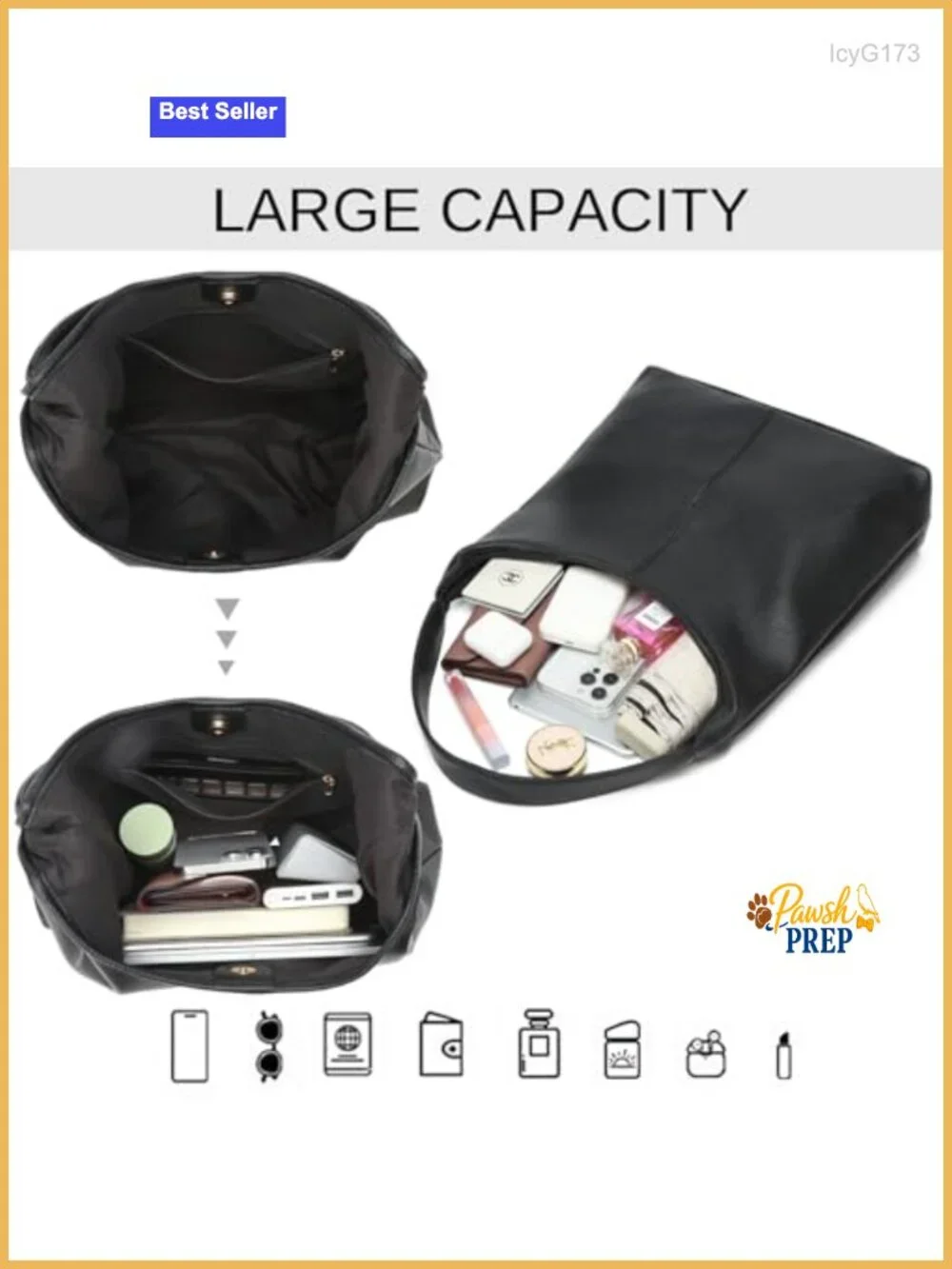 Women Slouchy Pu Leather Hobo Shoulder Bag Tote Work Travel Large Capacity